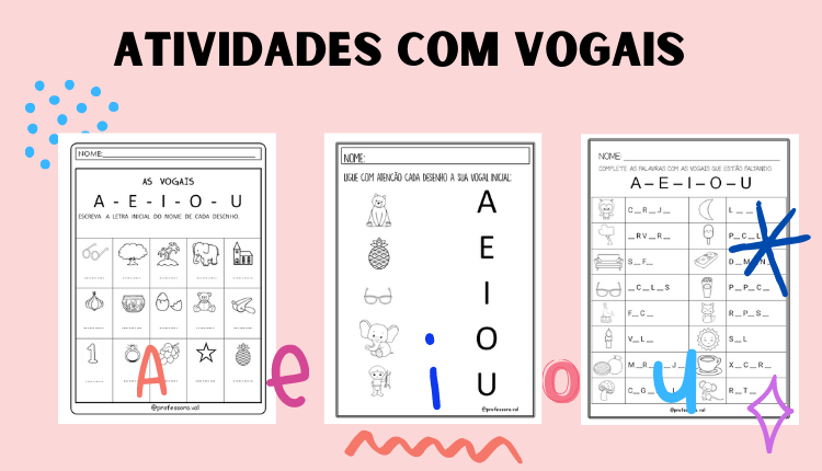 Atividade para baixar e imprimir utilizando vogais.  Atividades de  alfabetização, Atividades, Alfabetização